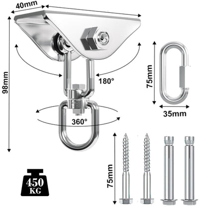 Deckenhaken Halterung Set 360° Drehbar Deckenhalterung Hängesessel 450kg Schwerlast
