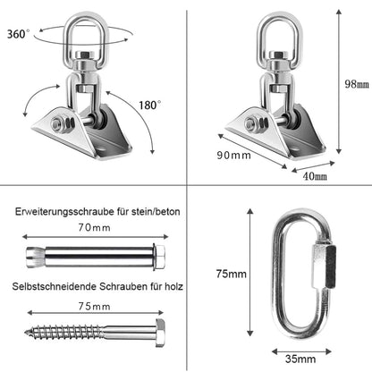 Deckenhaken Halterung Set 360° Drehbar Deckenhalterung Hängesessel 450kg Schwerlast