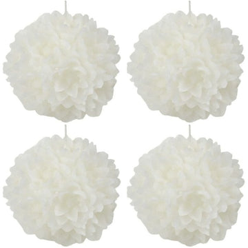 4 Dekokerzen Blume Kugelkerze 120mm Ballkerzen durchgefärbt – Weiß