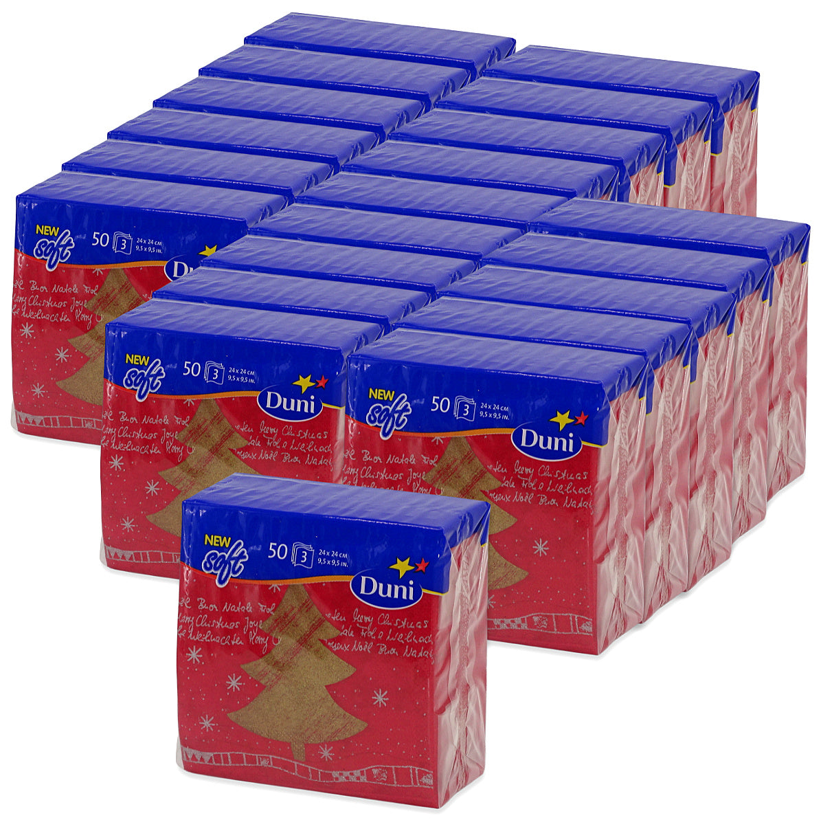 1.000 Stück Duni Cocktail Servietten 24x24cm Papier Weihnachten Damascus red (20x50er)