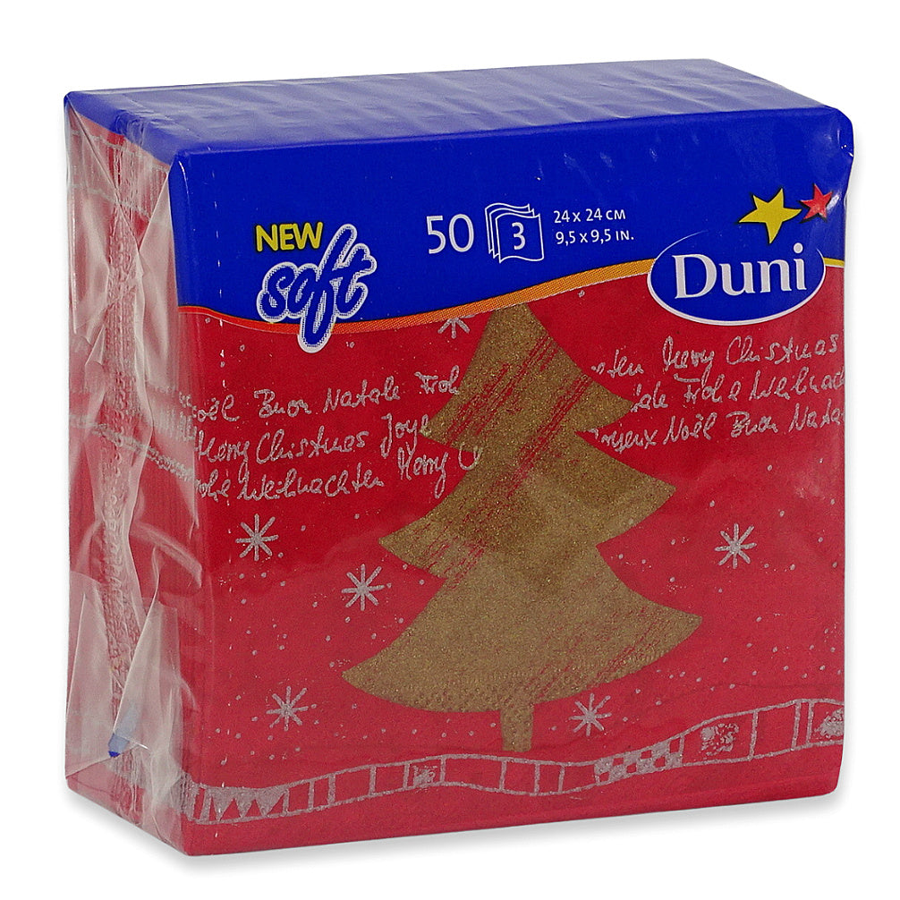 1.000 Stück Duni Cocktail Servietten 24x24cm Papier Weihnachten Damascus red (20x50er)