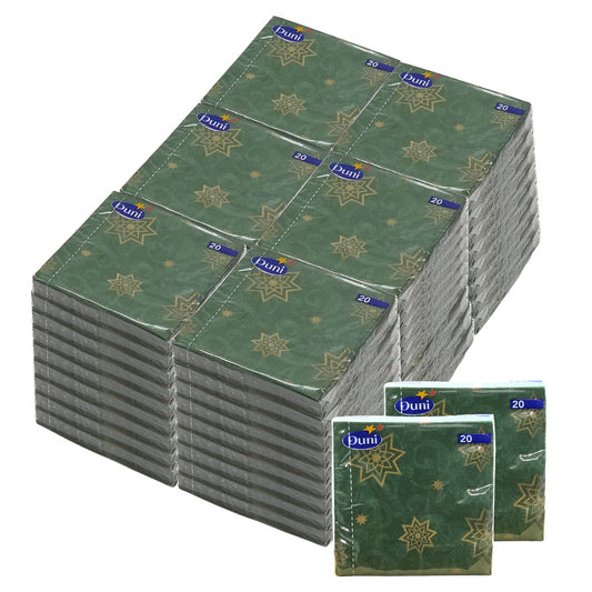 960 Stück Duni Cocktail Papierservietten 24x24cm Weihnachten - Ornament Stars Green (48x20er)