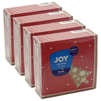 240 Stück Duni Dunisoft Servietten 40x40cm Stoffoptik Weihnachten (4x60er) - Alps rot