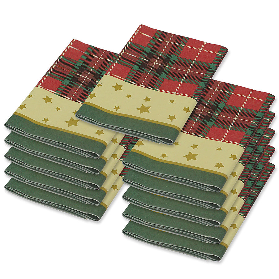 10 Stk Dunicel Mitteldecken 84x84cm Tischdecken stoffähnlich Tartan rot-grün-creme