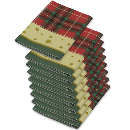 10 Stk Dunicel Mitteldecken 84x84cm Tischdecken stoffähnlich Tartan rot-grün-creme
