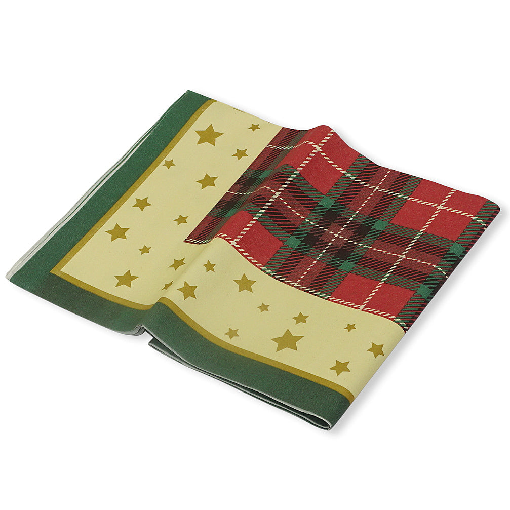 10 Stk Dunicel Mitteldecken 84x84cm Tischdecken stoffähnlich Tartan rot-grün-creme