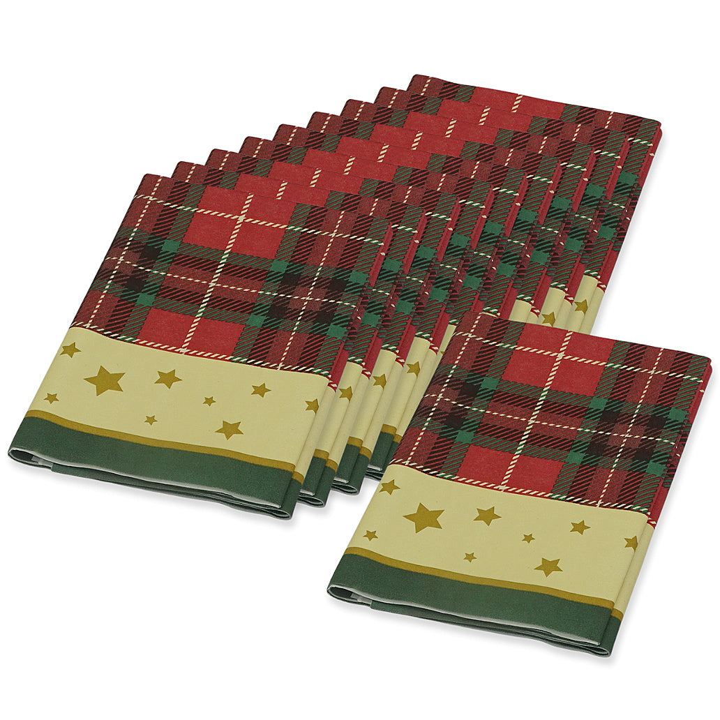 10 Stk Dunicel Mitteldecken 84x84cm Tischdecken stoffähnlich Tartan rot-grün-creme