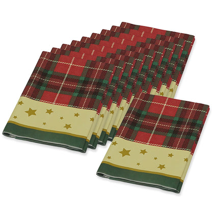 10 Stk Dunicel Mitteldecken 84x84cm Tischdecken stoffähnlich Tartan rot-grün-creme