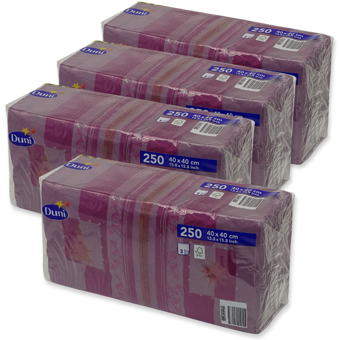 1.000 Stk Duni Papier Servietten 40x40cm 3-lag. Buon Natale Aubergine (4x250er)