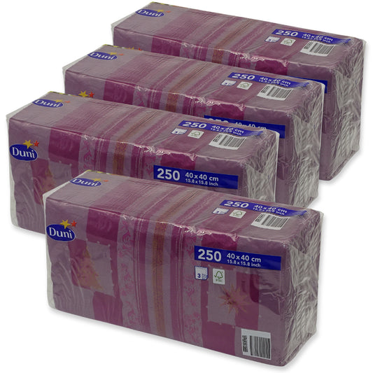 1.000 Stk Duni Papier Servietten 40x40cm 3-lag. Buon Natale Aubergine (4x250er)