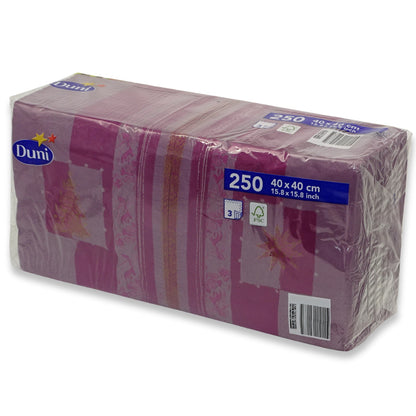 1.000 Stk Duni Papier Servietten 40x40cm 3-lag. Buon Natale Aubergine (4x250er)