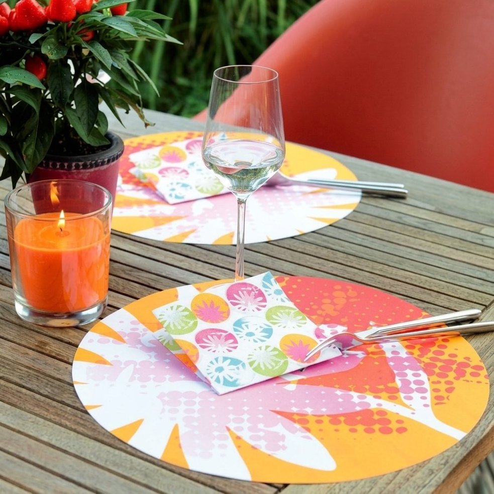 1.000-tlg. Duni Tischset Papier rund Ø32cm Platzset - Flower Dots Blume (4x250er)