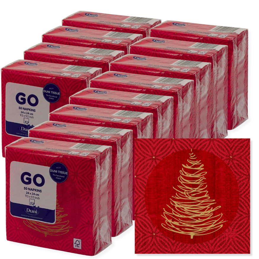 1.000 Stk Duni Cocktail Servietten 24x24cm Papier Weihnachten ELEGANT TREES (20x50er)