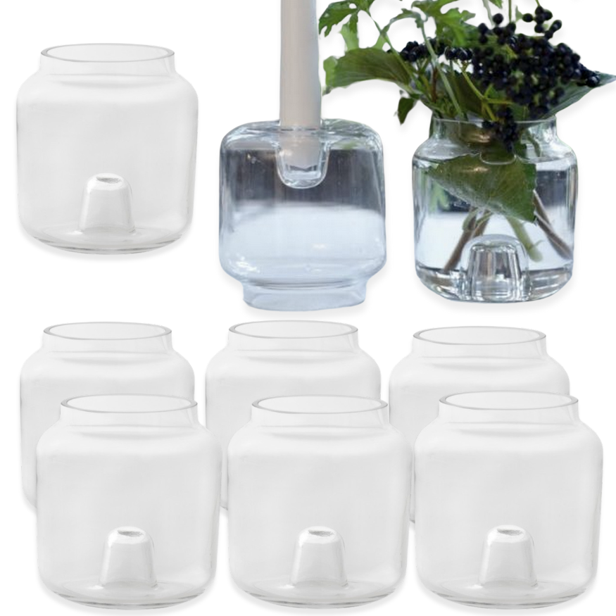 8 Stk Duni Kerzenhalter & Vase double 95x90mm Blumenvase Kerzenständer - Glas klar