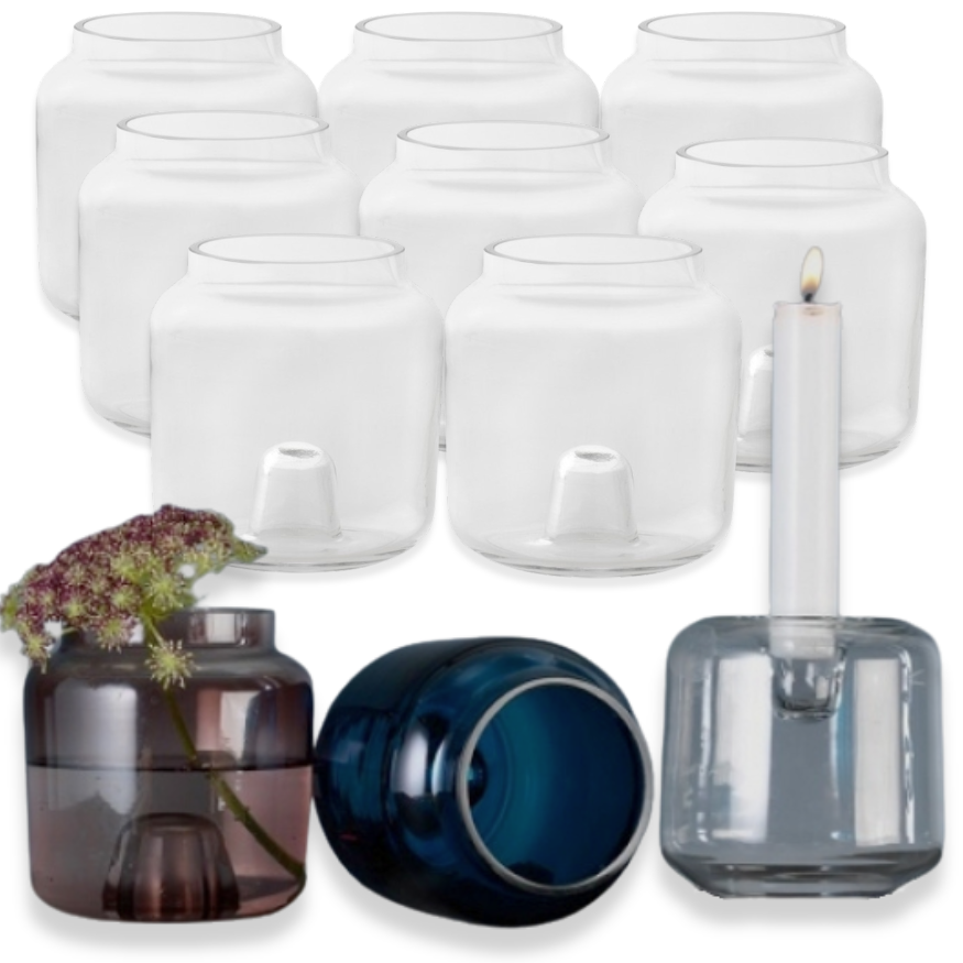 8 Stk Duni Kerzenhalter & Vase double 95x90mm Blumenvase Kerzenständer - Glas klar