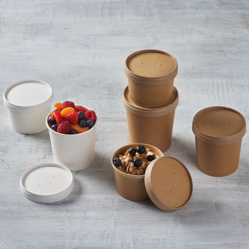 200 Stück Suppenbecher 485ml Pappe Soup-To-Go Ø 97mmx99mm Weiß (5x40er)