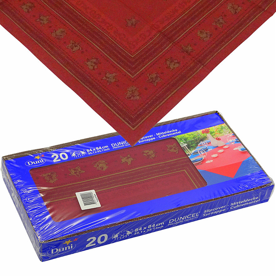100 Stück Dunicel Mitteldecken 84x84cm Tischdecken Weihnachten (5x20er) - YULE STRIP Weinrot