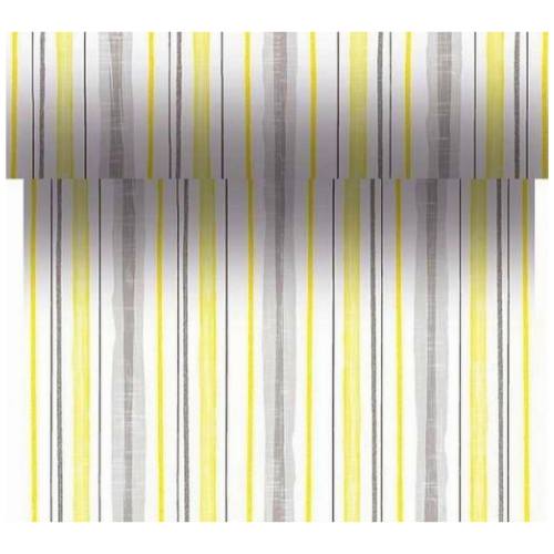 24 Meter Dunicel Tischläufer 40cm breit Tischband gestreift Grau-Gelb