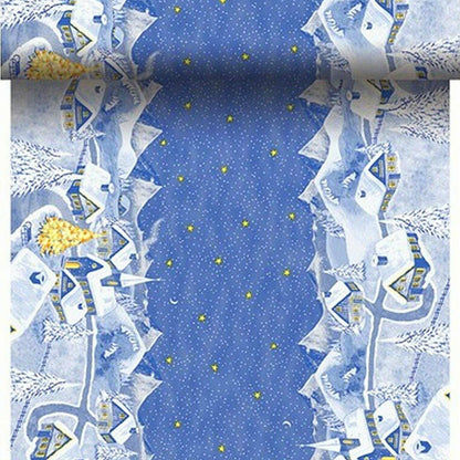 38 Meter Dunicel Tischläufer 40cm breit Tischband stoffähnlich (8 Rollen) - Silent Night blau