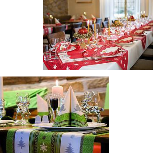 Dunicel Mitteldecken 84x84cm Tischdecken Weihnachten CHALET - grün-creme-gold