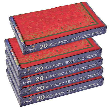 100 Stück Dunicel Mitteldecken 84x84cm Tischdecken Weihnachten (5x20er) TRADITIONS rot