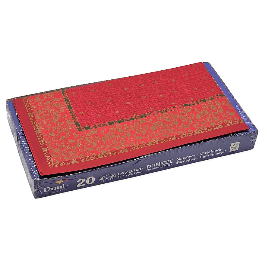 20 Stück Dunicel Mitteldecken 84x84cm Tischdecken Weihnachten Christmas DREAMS - rot