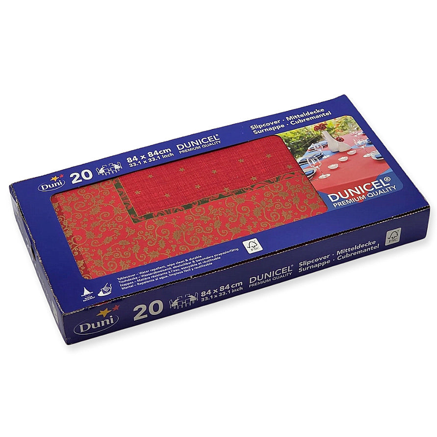 20 Stück Dunicel Mitteldecken 84x84cm Tischdecken Weihnachten Christmas DREAMS - rot