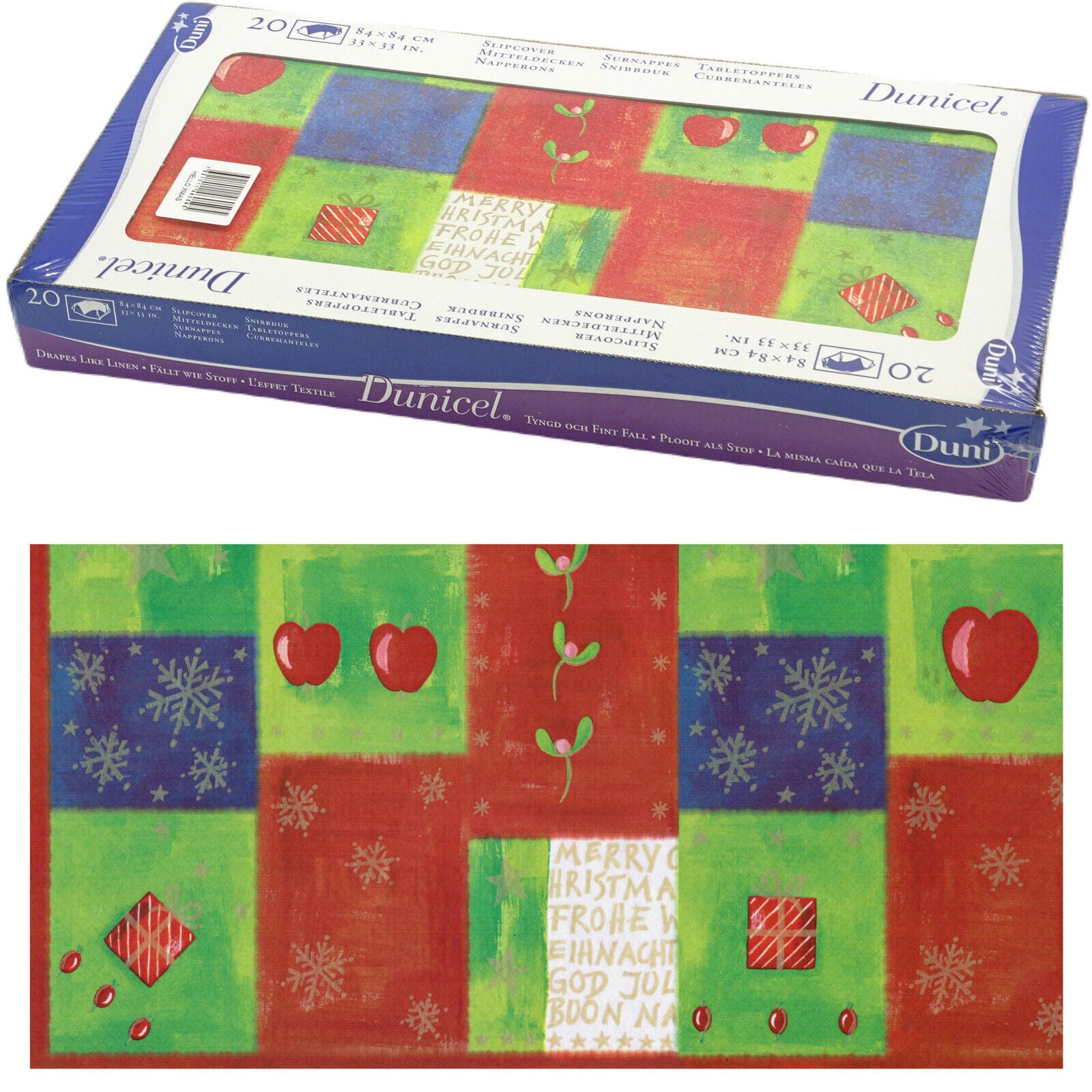 Dunicel Mitteldecken 84x84cm stoffähnlich Tischdecke - Hello XMAS Weihnachten