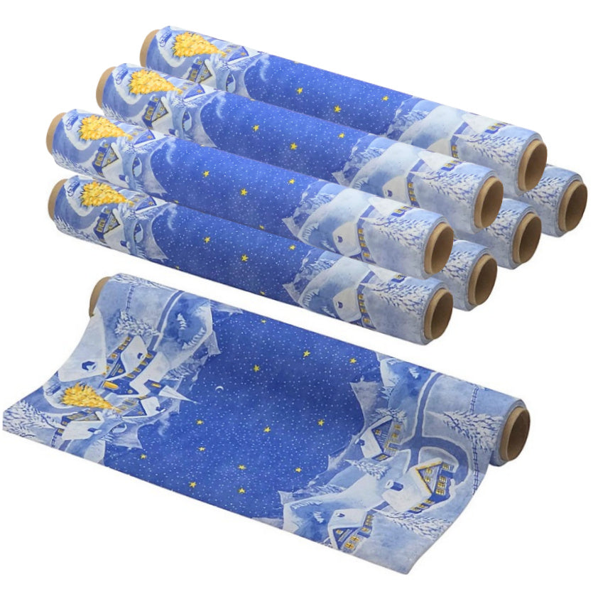 38 Meter Dunicel Tischläufer 40cm breit Tischband stoffähnlich (8 Rollen) - Silent Night blau