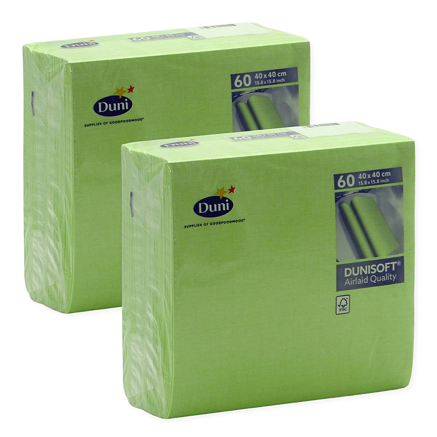 120 Stück Dunisoft Airlaid Servietten 40x40cm stoffähnlich Leinenoptik FEEL-grün (2x60er)
