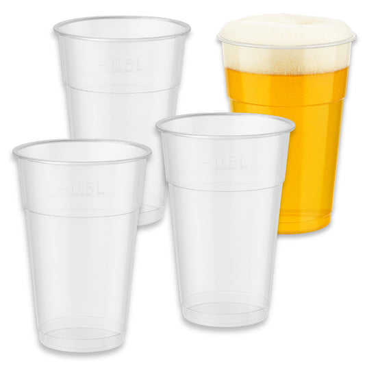 1.000 Stk Einwegbecher 0,5L Plastikbecher Ausschankbecher Bierbecher (20x50) klar