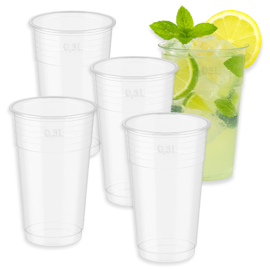 1.250 Stück Plastikbecher 0,3L Ausschankbecher Trinkbecher (25x50) klar