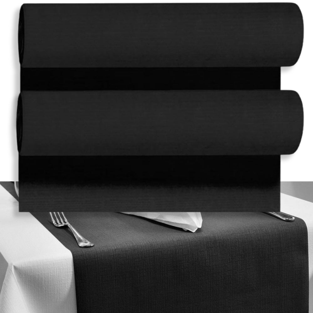 48 Meter Duni Evolin Tischläufer 41cm breit Tischband - Schwarz (2x24m)