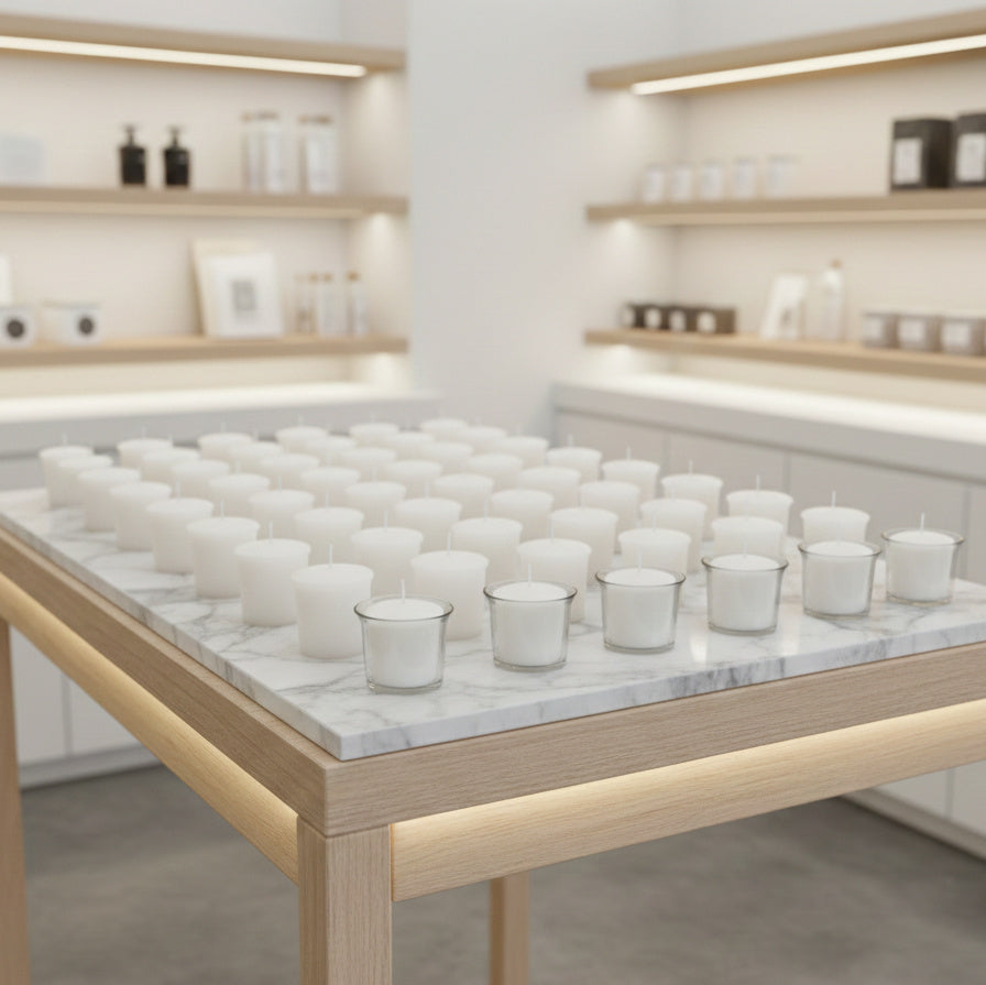 60 Stk Wenzel Votivkerzen 45x40mm Rohlinge kleine Kerzen ohne Duft - weiß