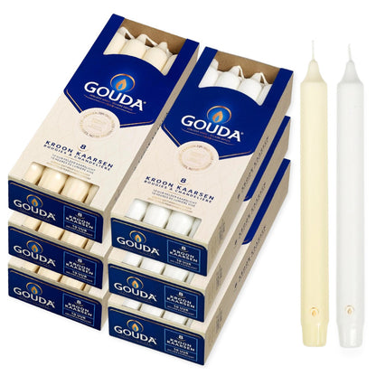 24 Stück Gouda Kronenkerzen 240x24mm 10h Stabkerzen Dienerkerzen (3x8er)