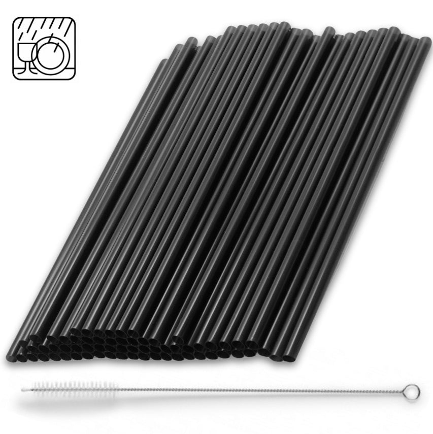 1.000 Stück Jumbo Mehrweg Trinkhalme 240x8mm Plastik Strohhalme + Bürste wiederverwendbar (2x500er)