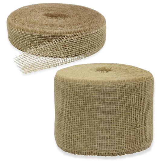 40 Meter Juteband 5cm - 15cm breit Tischband Rolle - Natur
