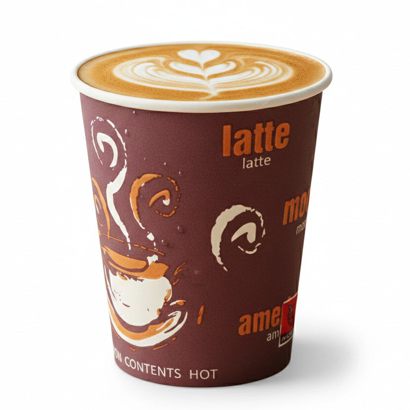 1.000 Stück Kaffeebecher Pappbecher 200ml Coffee To Go Trinkbecher braun-weiß (20x50er)