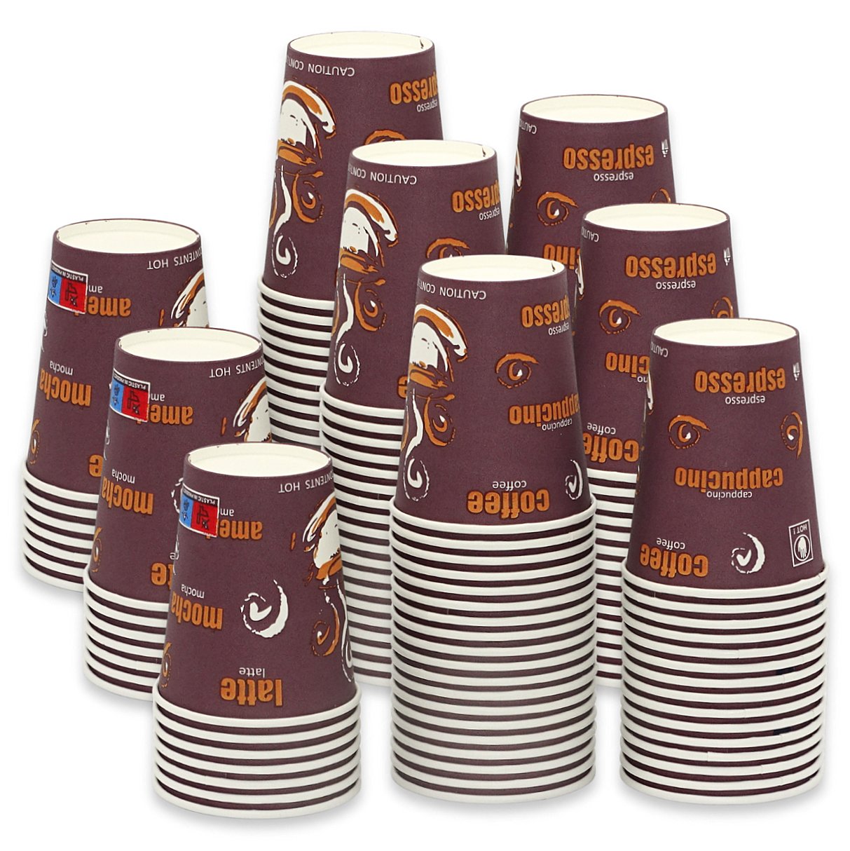 1.000 Stück Kaffeebecher Pappbecher 200ml Coffee To Go Trinkbecher braun-weiß (20x50er)
