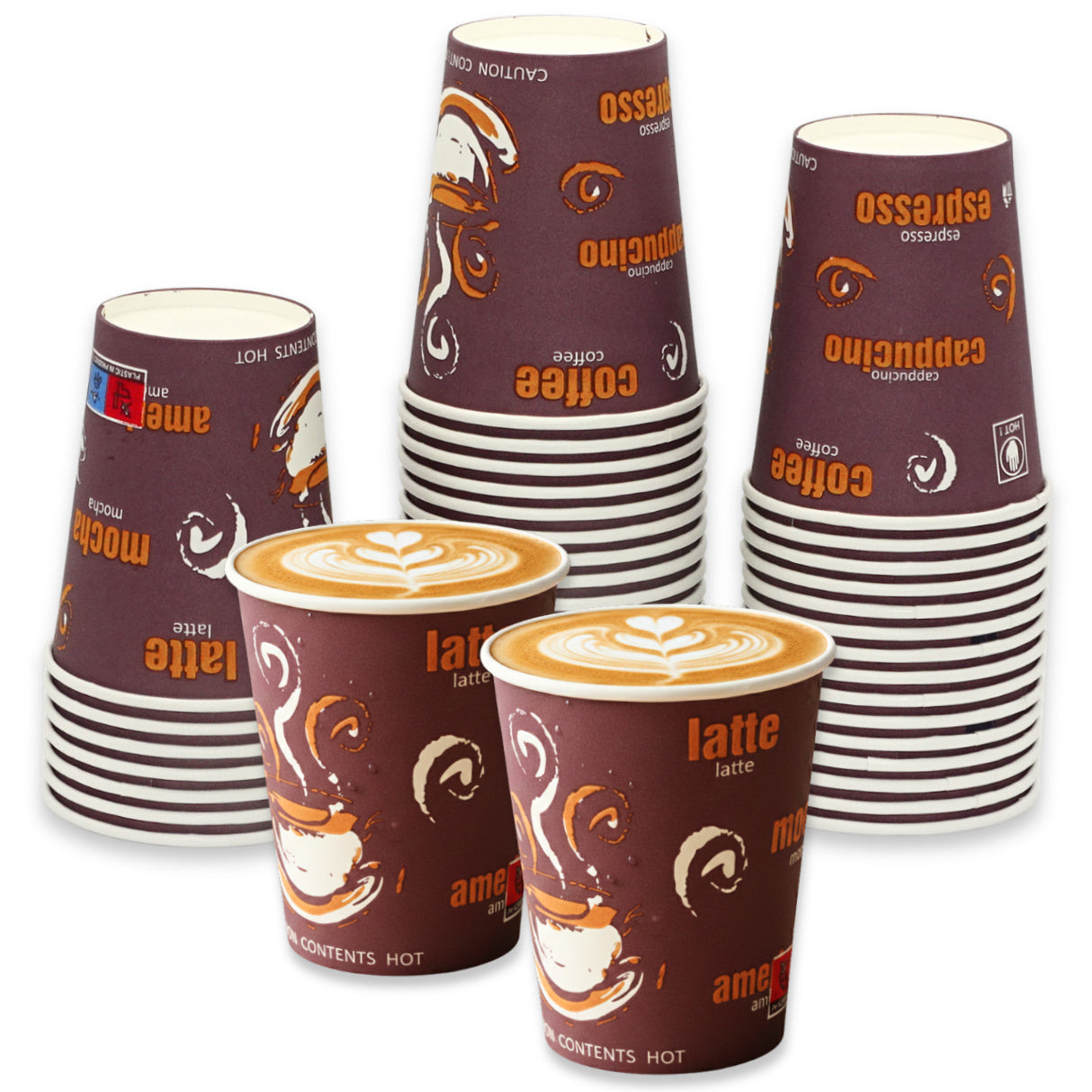 1.000 Stück Kaffeebecher Pappbecher 200ml Coffee To Go Trinkbecher braun-weiß (20x50er)