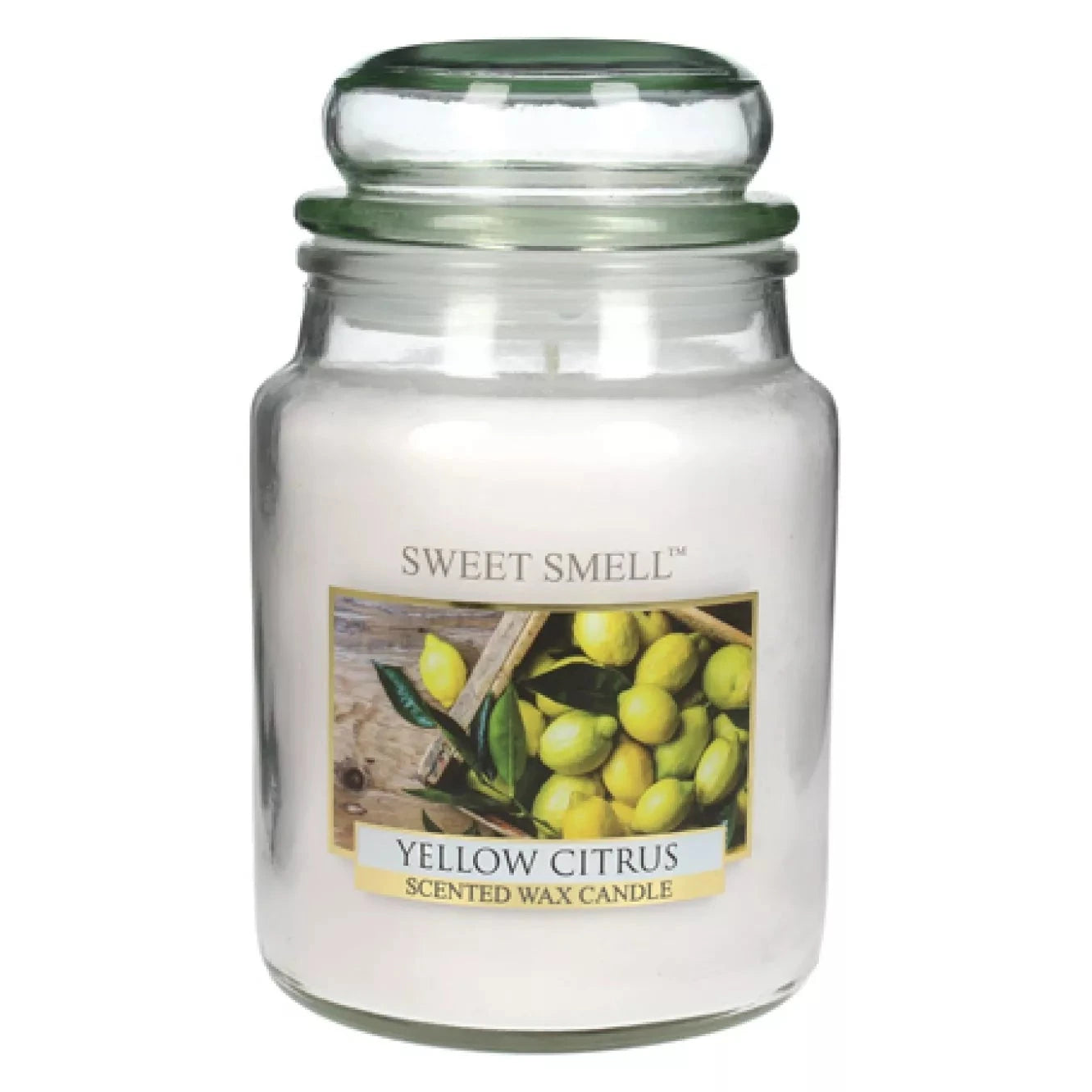 SWEET SMELL Große Kerzenglas mit Deckel 165x100mm Duftkerze 568g - Yellow Citrus (3843)