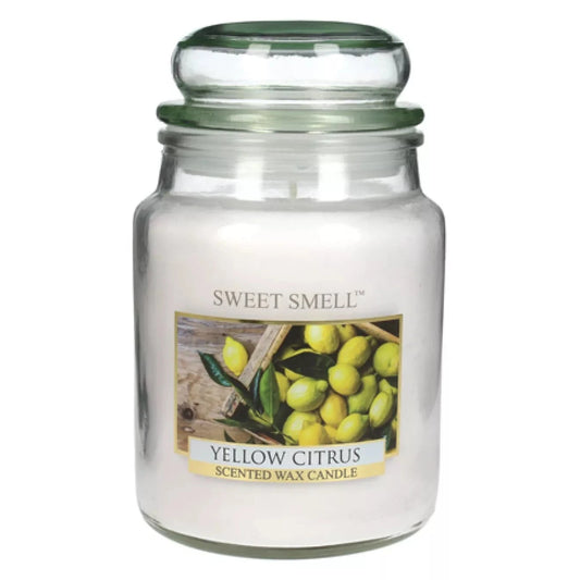 SWEET SMELL Große Kerzenglas mit Deckel 165x100mm Duftkerze 568g - Yellow Citrus (3843)