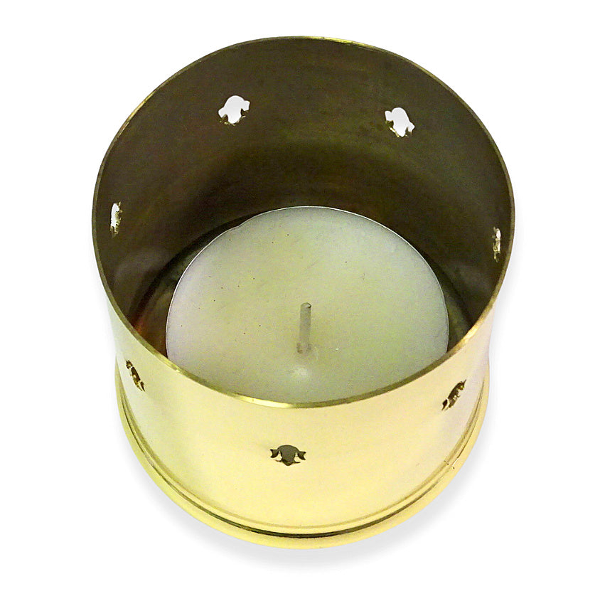 10 Stk Kerzenhalter Grableuchte Ø 80x75mm Laterne Windlicht Grablicht Grabschmuck Metall - gold