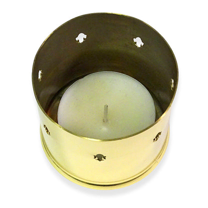 10 Stk Kerzenhalter Grableuchte Ø 80x75mm Laterne Windlicht Grablicht Grabschmuck Metall - gold