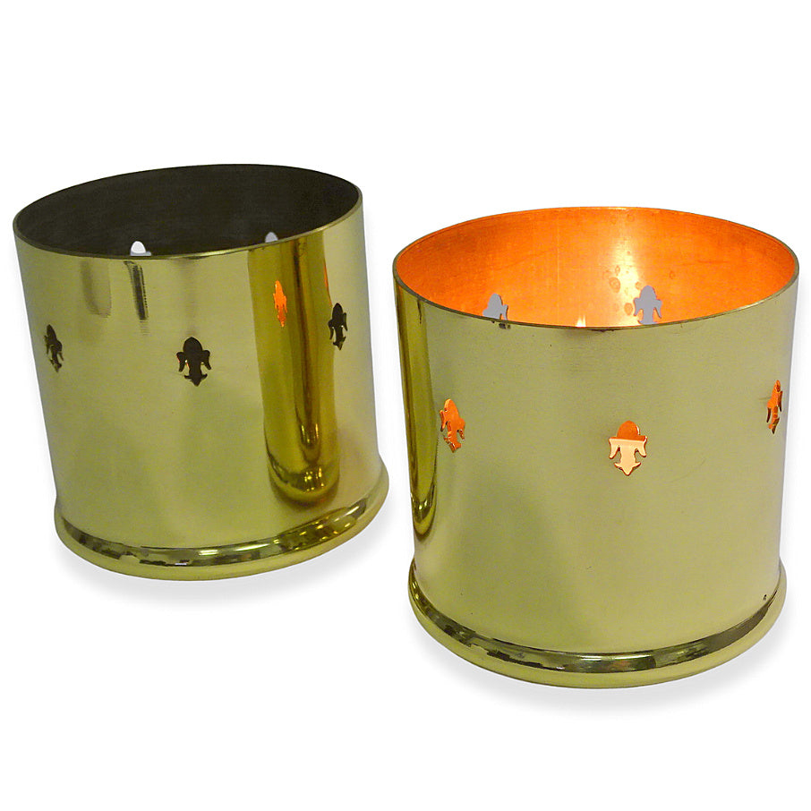 10 Stk Kerzenhalter Grableuchte Ø 80x75mm Laterne Windlicht Grablicht Grabschmuck Metall - gold