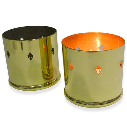 10 Stk Kerzenhalter Grableuchte Ø 80x75mm Laterne Windlicht Grablicht Grabschmuck Metall - gold