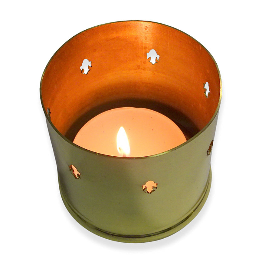 10 Stk Kerzenhalter Grableuchte Ø 80x75mm Laterne Windlicht Grablicht Grabschmuck Metall - gold