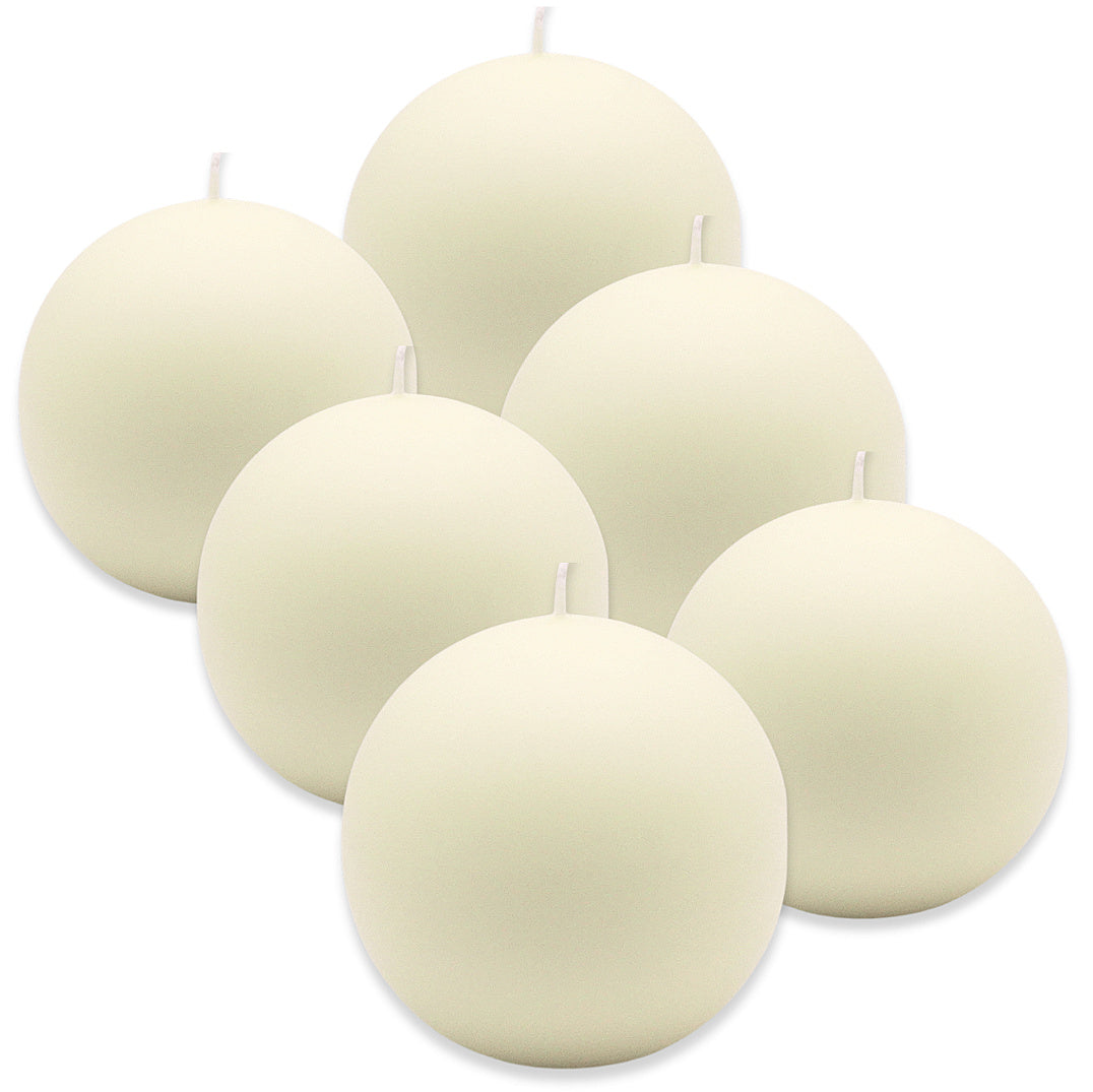 6 Stk Kugelkerzen Ø 100mm Ballkerzen B-Ware glatt - Elfenbein