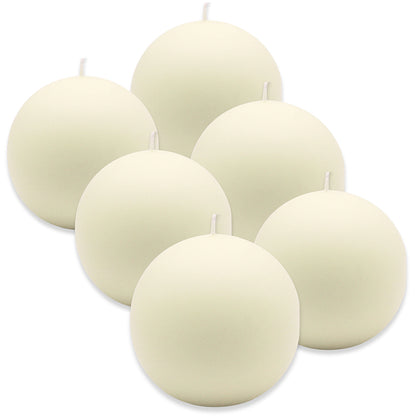 6 Stk Kugelkerzen Ø 100mm Ballkerzen B-Ware glatt - Elfenbein
