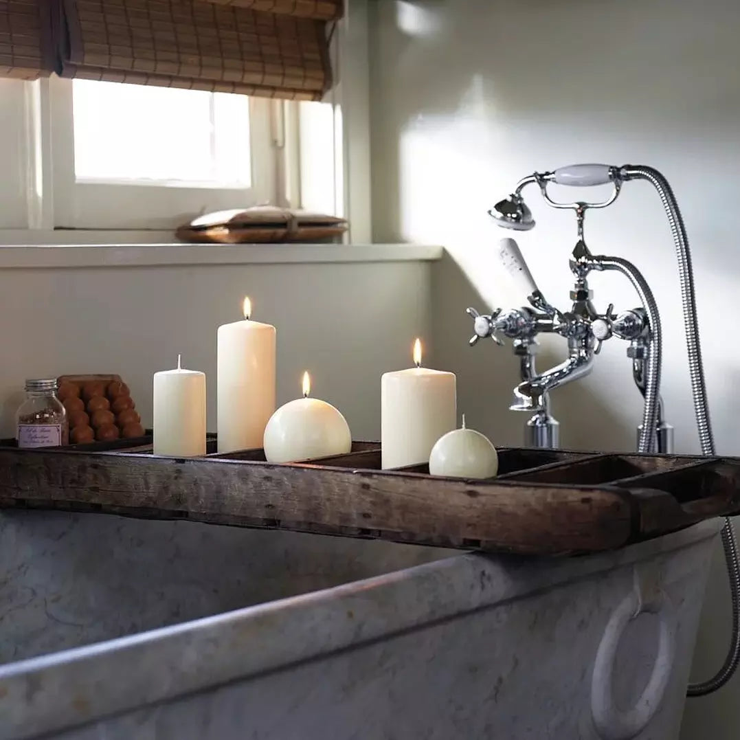 6 Stk Kugelkerzen Ø 100mm Ballkerzen B-Ware glatt - Elfenbein